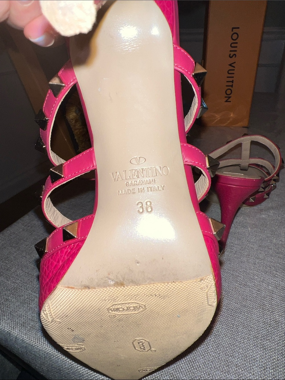 Valentino Red Leather Rockstud Strappy Pointed Mules - Picture 5 of 5